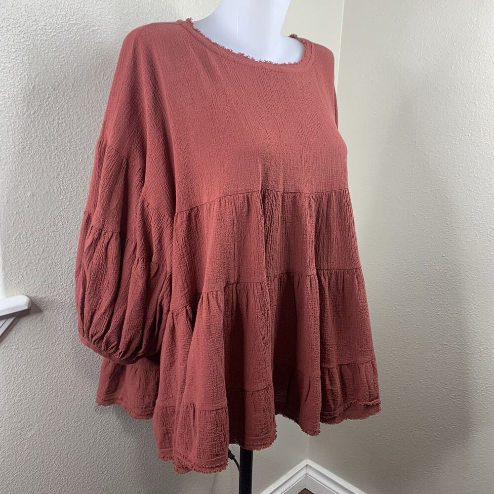 Free People Briana Rusted Root Rust Orange
Red Oversized Blouse Sz L Top